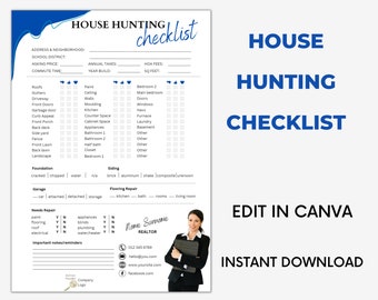 Real Estate Buyer House Hunting Checklist | Realtor Lead Magnet | Home Buyer House Hunting Checklist | Real Estate Marketing | Home Buyers