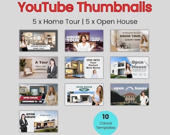 10 Real Estate YouTube Thumbnail Templates Editable in Canva