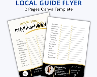 Neighborhood Directory, Realtor Marketing Flyer, Local Business Guide, A5 Canva Template