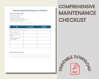 Comprehensive Home Maintenance Checklist Print | Weekly Monthly Seasonal, Annual Tasks | Realtor Marketing | Real Estate Maintenance Planner