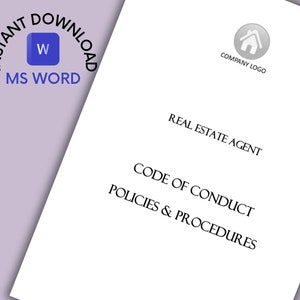 Real Estate Agent Handbook – Pre-written, Editable Code of Conduct & Policies and Procedures Template