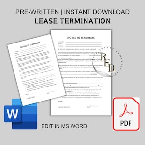 Landlord Notice To Vacate To Tenant | Eviction Notice | Editable MS Word Template | Month to Month Lease Termination | Lease Termination