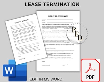 Landlord Notice To Vacate To Tenant | Eviction Notice | Editable MS Word Template | Month to Month Lease Termination | Lease Termination