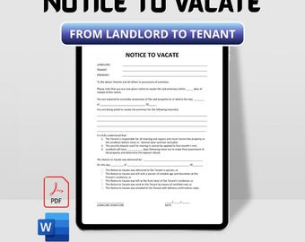 30 Day Notice to Vacate — Editable Landlord Tenant Template