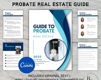 Bewerkbare gids voor onroerend goed nalatenschap: marketingsjabloon voor makelaars (Canva)