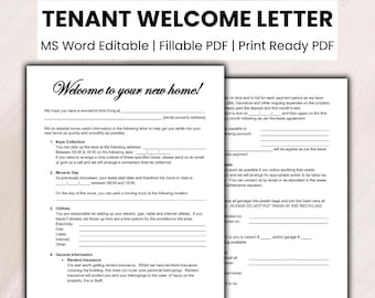 New Tenant Welcome Letter - Editable MS Word Template