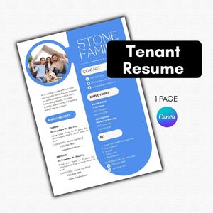 Lebenslaufvorlage - 1 Seite Canva Bearbeitbarer Lebenslauf für den Tenant