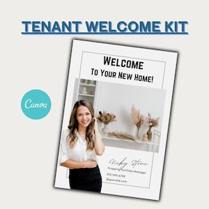 Tenant Willkommenspaket | Hausgäumigkeit Herzlich Willkommen | Grundherr Willkommen, Anleitung für Mieter | Canva Vorlage | Canva Basics Guide inklusive