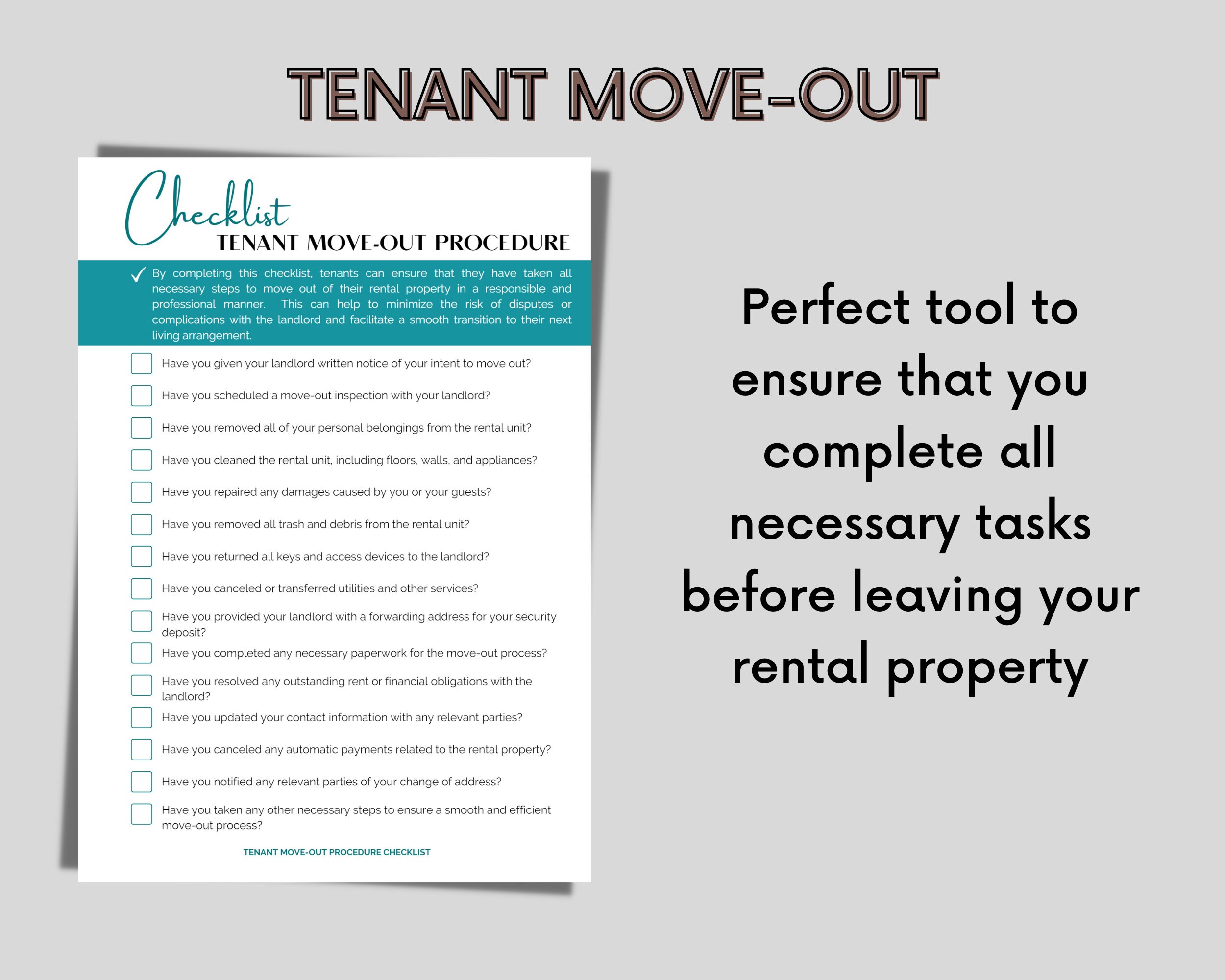 Tenant Move Out Procedure Checklist Tenant Move in Move Out Landlord