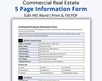 Commercial Property Information Document | Editable MS Word and Fillable PDF Form