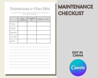 Könnte beinhalten: Eine druckbare Checkliste für die Wartung von Mietobjekten. Die Checkliste enthält Abschnitte für wöchentliche, monatliche, vierteljährliche, saisonale und jährliche Aufgaben. Die Checkliste enthält auch Spalten für das Datum der Fertigstellung, wer die Aufgabe erledigt hat, und alle Reparaturen oder Notizen.