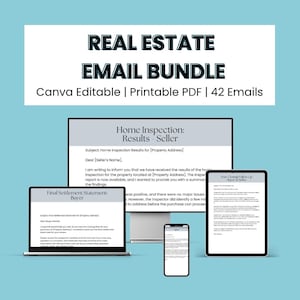 Real Estate Transaction Coordinator Email Template Bundle | Canva Editable Buyer and Seller Transaction Email Template | 42 Textable Emails