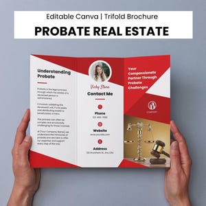 Probate Real Estate Brochure Template: Editable Trifold for Agents (Canva, Digital Download