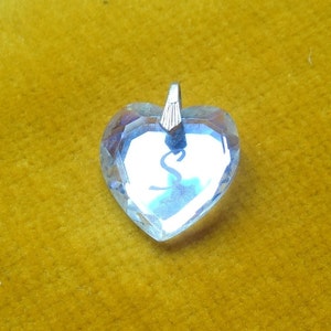 Initial S Crystal heart pendant charm/Valentine gift/Lovers gift/Sweetheart pendant/Personalised letter S charm for necklace