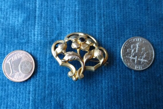 ORIA brooch/Gold filled flower pin/Art nouveau go… - image 4