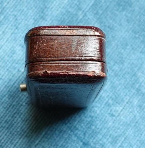 Antique double ring box/Leather presentation box … - image 7