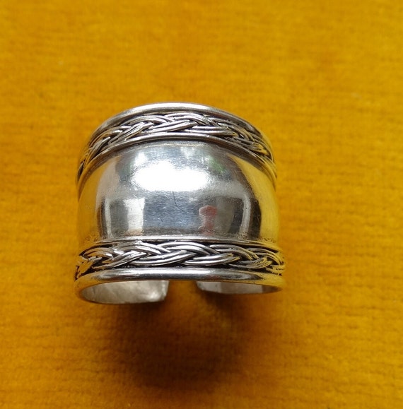 Chunky silver ring/Adjustable wide silver band/Vi… - image 9