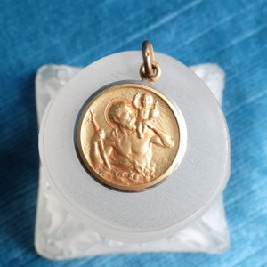 Saint Christopher charm/Gold plated St Christopher medal/Travellers protection/Religious pendant charm/Catholic medal/Journey protector