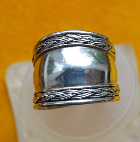 Chunky silver ring/Adjustable wide silver band/Vi… - image 4