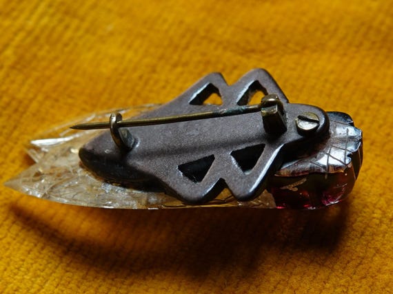 Art deco cicada pin/Bug brooch/1930s Bakelite & L… - image 8