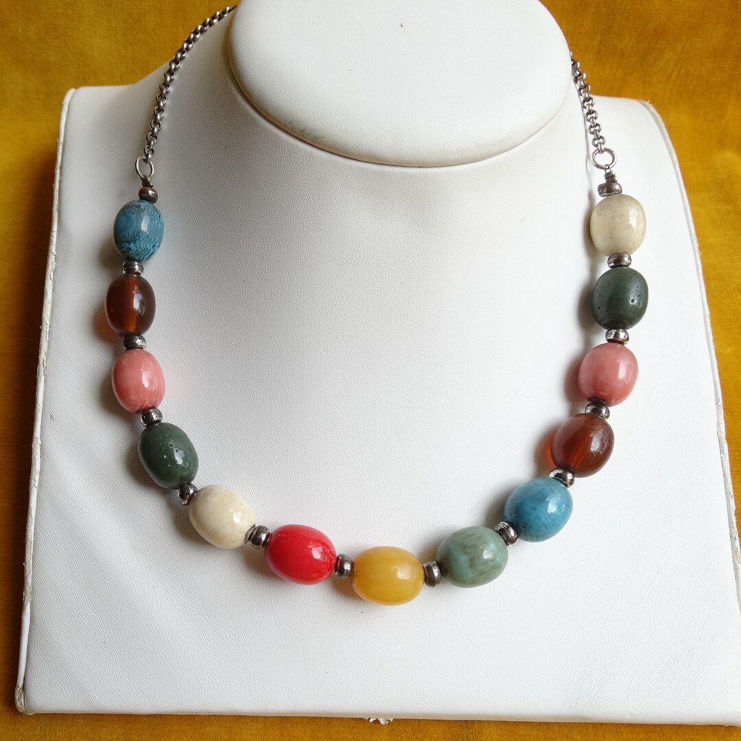 Scooter Necklace/vintage Paris Designer Necklace/colourful Bead