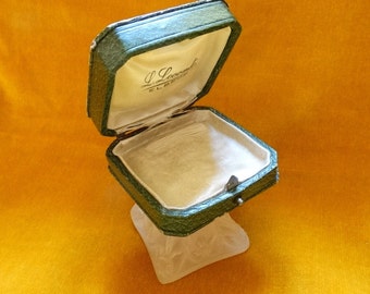 gift jewelry presentation box Edwardian jewel case/Jewellery presentation box/Antique jewellery box/Tooled green & gold French display box/Earrings, cufflinks, bracelet