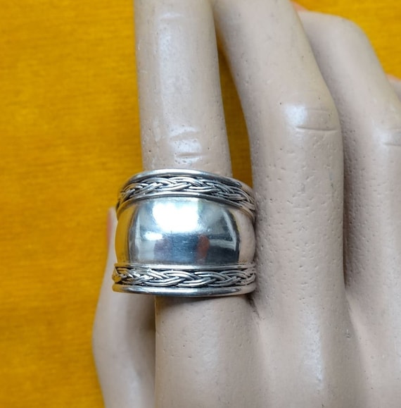 Chunky silver ring/Adjustable wide silver band/Vi… - image 1