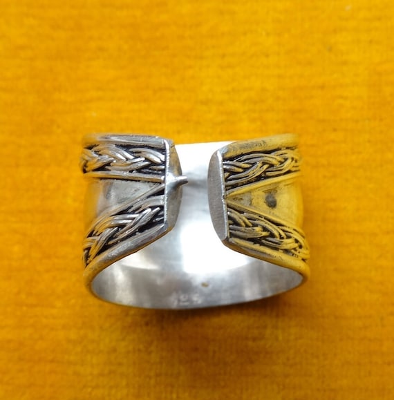 Chunky silver ring/Adjustable wide silver band/Vi… - image 8