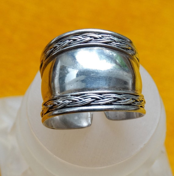 Chunky silver ring/Adjustable wide silver band/Vi… - image 5