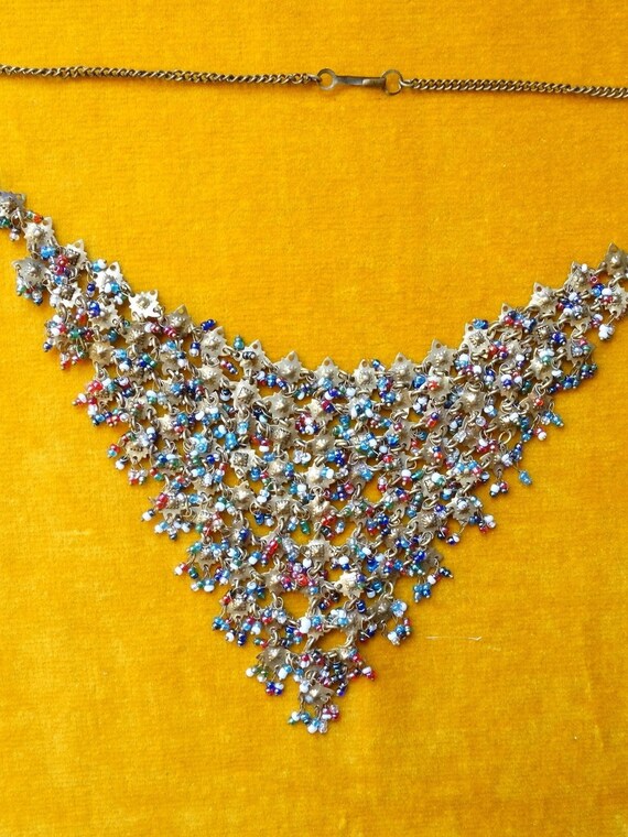 Miriam Haskell style bib necklace/Vintage cascade… - image 3