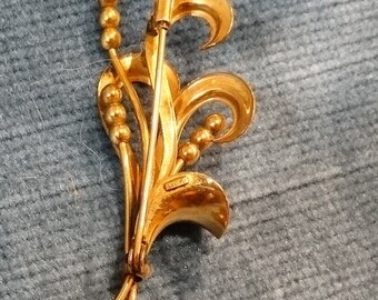Broche Vintage Signée MURAT - Plaquée Or - Paris - Ancien En Très Bel État