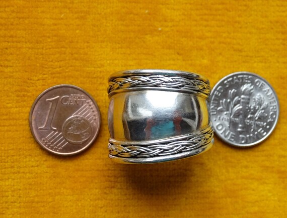 Chunky silver ring/Adjustable wide silver band/Vi… - image 2