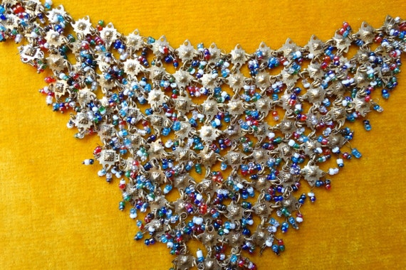 Miriam Haskell style bib necklace/Vintage cascade… - image 1