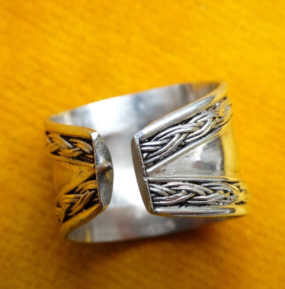 Chunky silver ring/Adjustable wide silver band/Vi… - image 6