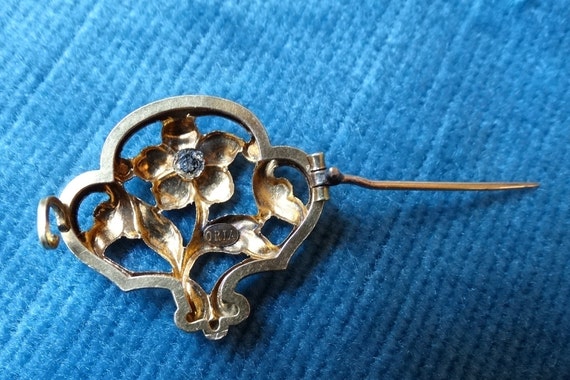 ORIA brooch/Gold filled flower pin/Art nouveau go… - image 7