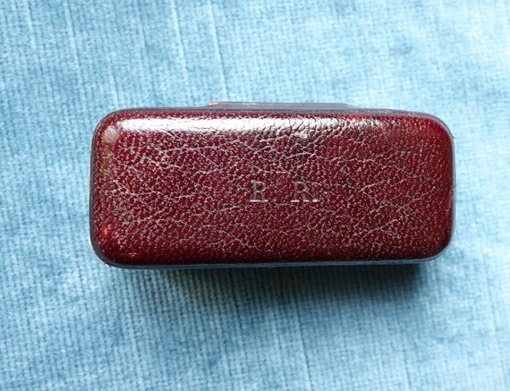 Antique double ring box/Leather presentation box … - image 6