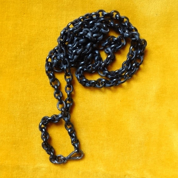 Antique ebonite neck chain/Mourning chain/Vulcani… - image 2