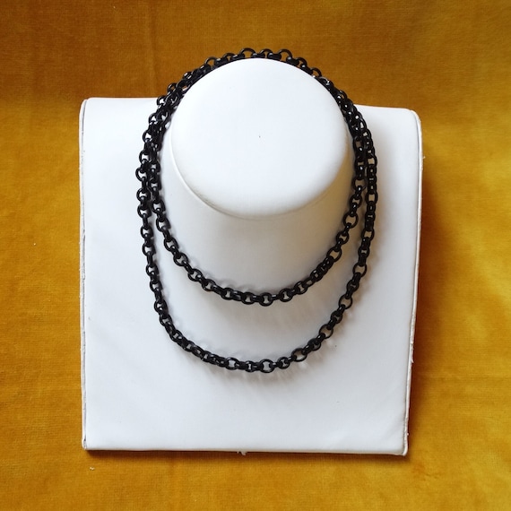 Antique ebonite neck chain/Mourning chain/Vulcani… - image 1