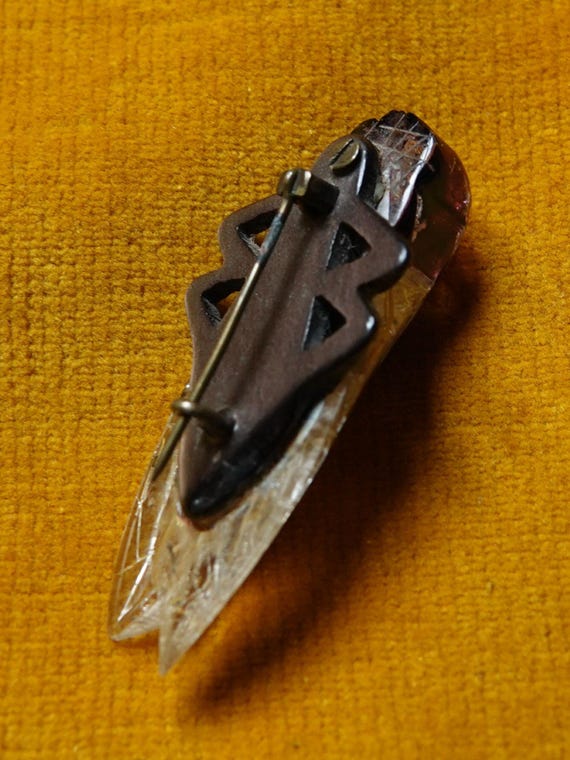 Art deco cicada pin/Bug brooch/1930s Bakelite & L… - image 7