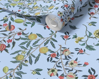 Vines William Morris Reimagined Botanical in Blue Wallpaper - Peel and Stick or Traditional