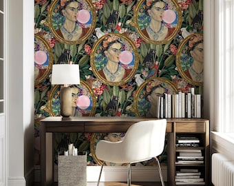 Frida Kahlo Tropical Wallpaper - Peel and Stick or Traditional