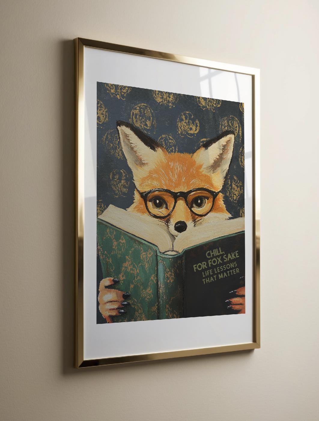 Whimsical Funny Fox Reading Book Art Print - Literary Animal Wall Decor ...