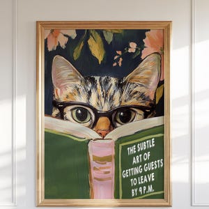Hilarious Cat Bathroom Wall Art Print - Perfect Reading Gift for Book Lovers & Home Decor