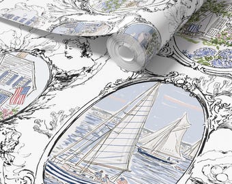The Cape Coastal Cottage Beach Wallpaper - Nautical Cape Cod Beach House Decor
