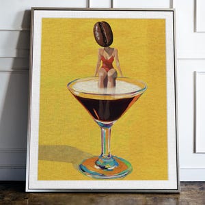 Impresión de cóctel chic de martini para bar: póster de cóctel para decorar la cocina y el hogar.