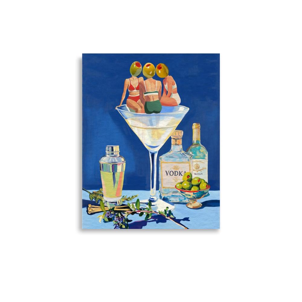 Vintage Dirty Martini Bar Print - Retro Cocktail Wall Art for Home Bar & Kitchen Decor (No Frame)