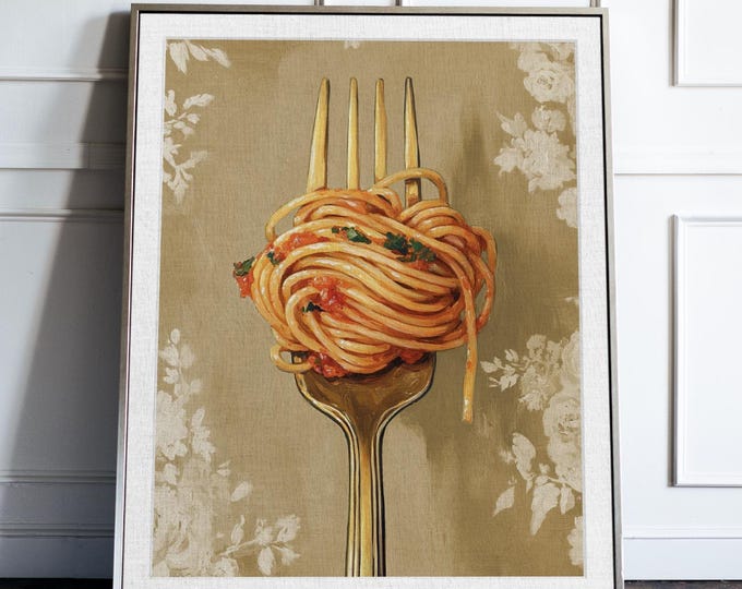 Whimsical Pasta Art Print: Italian Kitchen Decor