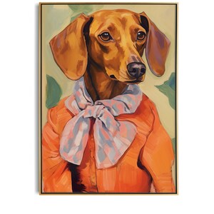 Póster de retrato de perro salchicha caprichoso - Arte canino disfrazado para amantes de las mascotas - Decoración de pared original