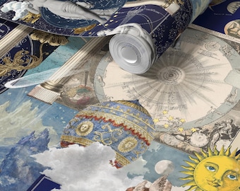 Reach for the Stars Mystical Print Celestial Starry Sky Vintage Eso Wallpaper - Peel and Stick or Traditional