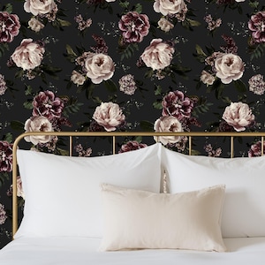 Carta da parati murale floreale Moody: stacca e attacca o decorazione murale botanica tradizionale per camera da letto o soggiorno